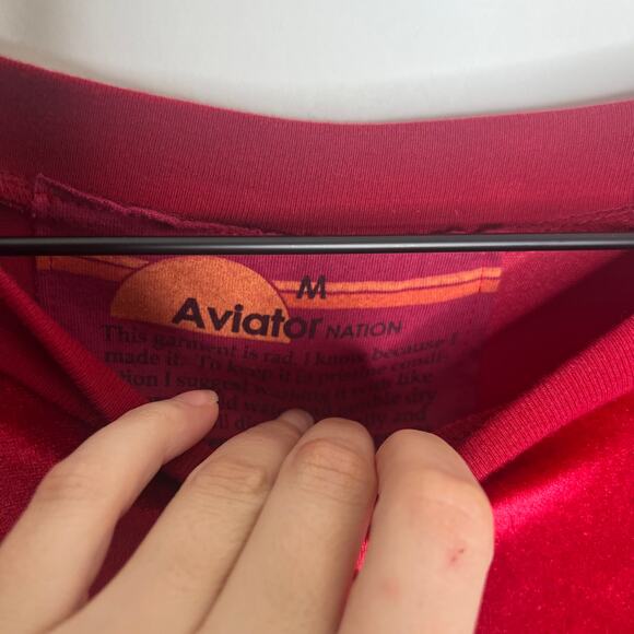 Aviator Nation Red Velvet Relaxed Sweatshirt Medium Womens - Picture 5 of 14